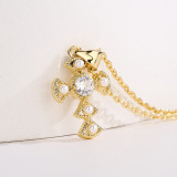 1 pieza de collar con colgante de circonita y perlas artificiales con incrustaciones de cobre y ojo a la moda