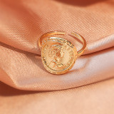 Anillo abierto chapado en oro de 18 quilates con revestimiento de cobre ovalado humano informal estilo INS