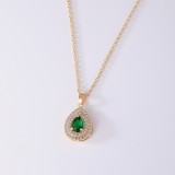 Colgante de collar de circonio de cobre con gotas de agua de estilo simple retro a granel