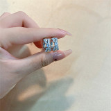 1 par de pendientes chapados en oro blanco con incrustaciones de cobre y circonita redonda brillante y dulce informal