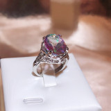 Anillos de circón con incrustaciones de cobre ovalados de estilo simple retro