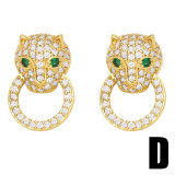 Pendientes de cobre con forma de cabeza de leopardo Animal de moda para mujer