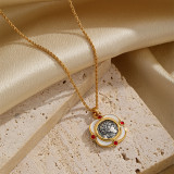 Collar con colgante chapado en oro de 18 quilates con incrustaciones de cobre cuadrado de estilo simple y clásico