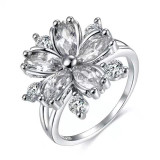 Estilo simple Flor Flores de cobre Anillos de diamantes de imitación artificiales 1 pieza
