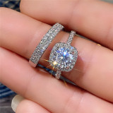 Conjunto de moda nuevo anillo de cobre de boda con incrustaciones de circón para parejas al por mayor