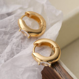 1 par de pendientes de aro chapados en oro de 18 quilates con incrustaciones de cobre y ojo del diablo de estilo sencillo