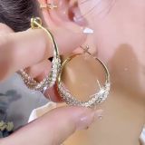 Pendientes de aro de diamantes artificiales, perlas artificiales de cobre con incrustaciones de Color sólido, estilo Simple, 1 par