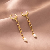 1 par de pendientes colgantes de perlas de cobre con incrustaciones de Color sólido de estilo Simple y dulce