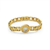 Reloj con números romanos, placa, carcasa, acero de titanio, pulsera de oro Real de 18 quilates, joyería de mano