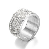 Venta al por mayor joyería de acero titanio del anillo del diamante lleno geométrico del nuevo estilo