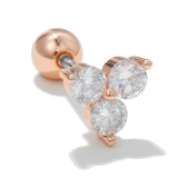 Moda Conejo Flor Lagarto Latón Incrustaciones Zircon Pendientes 1 Pieza