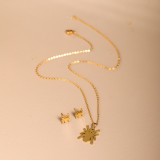 Conjunto de joyería chapado en oro de 18 quilates con revestimiento de acero inoxidable y araña de estilo simple y moderno informal