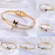 Casual Estilo clásico Mariposa Acero inoxidable Incrustación de resina epoxi Diamantes de imitación Chapado en oro rosa Chapado en oro Brazalete chapado en plata