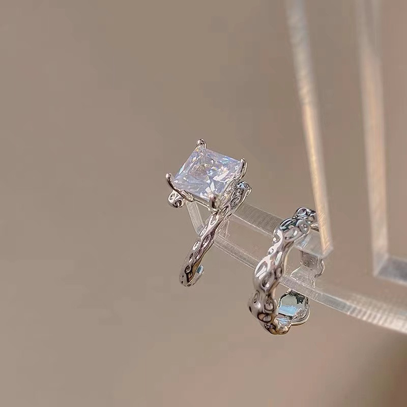 Anillos abiertos de circón con incrustaciones de cobre de color sólido cuadrado de estilo simple