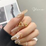 Anillos abiertos de piedras preciosas artificiales con incrustaciones de cobre triangular de estilo clásico