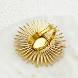 Anillos abiertos chapados en oro elegantes al por mayor del chapado de acero inoxidable de la flor de Streetwear de la novedad