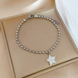Moda Constelación Forma de corazón Flor Titanio Acero Incrustaciones Oro Zircon Pulseras 1 Pieza