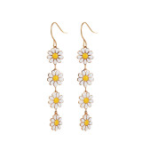 1 par de pendientes colgantes de cobre con flores pastorales