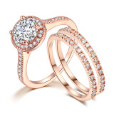 Elegantes anillos redondos de circonio con incrustaciones de cobre