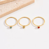 Anillos chapados en oro de 14K con incrustaciones de revestimiento de pulido de acero inoxidable redondo de estilo simple informal