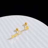 Pendientes con revestimiento de cobre y mariposa a la moda, 1 par