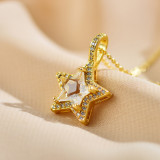 Collar con colgante chapado en oro con incrustaciones de cobre y estrella brillante elegante