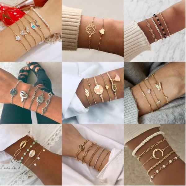 Casual Retro Punk Letra Forma de corazón Mariposa Aleación de acero inoxidable Vieira Ahuecar Incrustaciones Diamante artificial Turquesa Rhinestones Chapado en oro Pulseras plateadas Brazalete