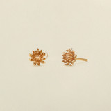 1 par de aretes chapados en oro de 14K con revestimiento de cobre y flores de estilo Simple Retro Glam