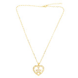 Collar con colgante chapado en oro de 18 quilates con incrustaciones de cobre y pentagrama en forma de corazón estilo IG