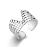 Anillo abierto de acero titanio con forma de serpiente y forma de corazón de planta a la moda, 1 pieza