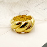 Anillos chapados en oro chapados en oro pulido de acero inoxidable con cuernos de estilo clásico retro informal