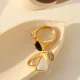 Anillos elegantes de concha de ojo de tigre con incrustaciones de acero de titanio y triángulo