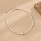 Collar con colgante de perlas artificiales hecho a mano, cobre acrílico, ojo Retro, 1 pieza