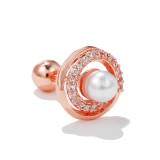 Pendientes con forma de corazón de moda, chapado en cobre, con incrustaciones de perlas artificiales, circón, 1 pieza