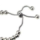 Pulsera de bola de acero inoxidable de 8mm, pulsera de cadena de perlas retráctil DIY, venta al por mayor