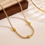 Yakemiyou Elegante y lujoso collar con colgante chapado en oro de 14 quilates con forma de corazón y gotas de agua cuadradas