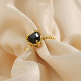 Anillo Ajustable De Circón En Forma De Corazón De Acero Inoxidable De Moda