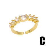 Anillo de perlas de circón nuevo anillo de cobre para dedo índice femenino