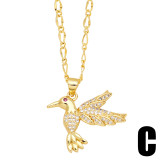 Collar plateado oro simple del Zircon del cobre 18K del pájaro del estilo de la moda linda en bulto