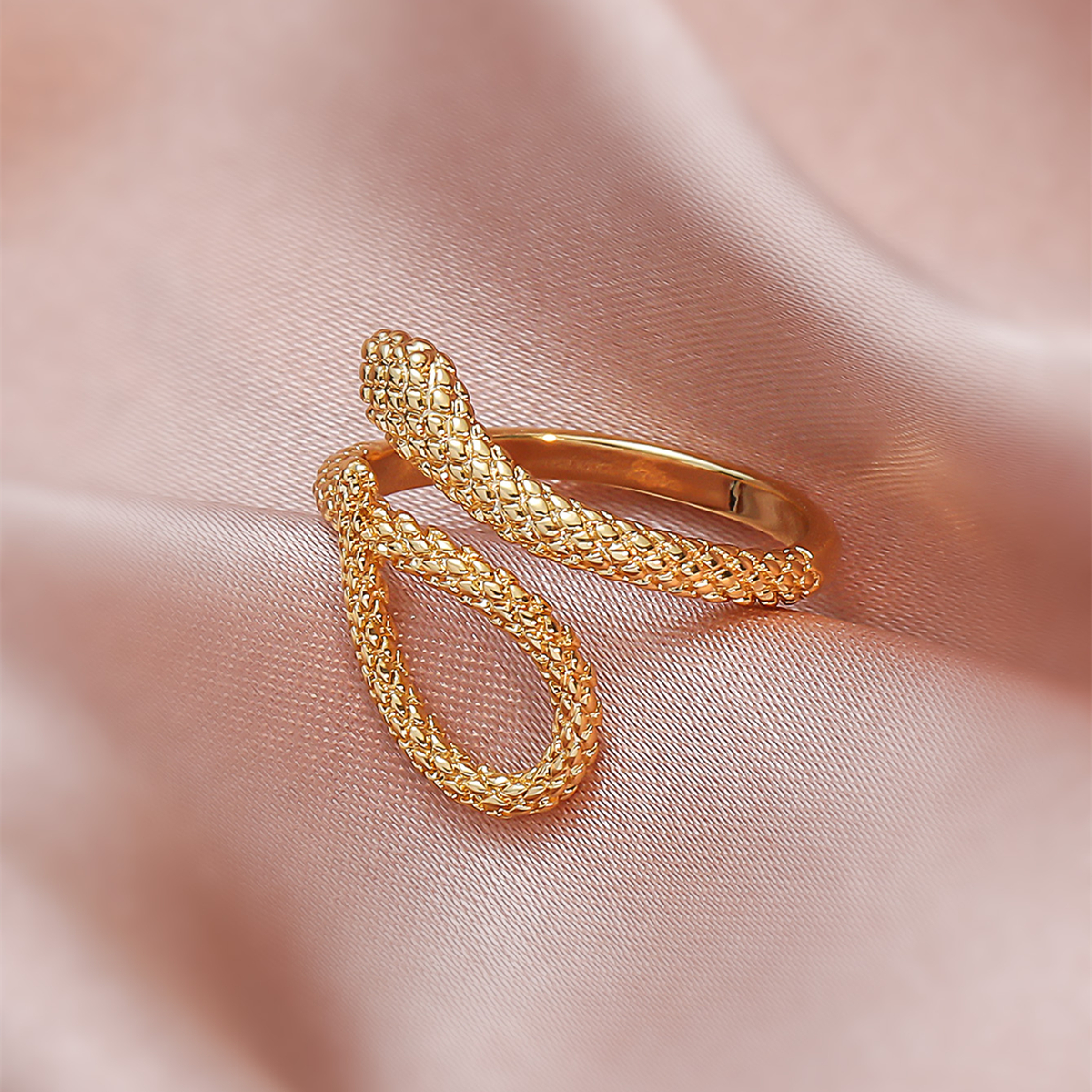 Anillo abierto en forma de serpiente de circonio con incrustaciones de moda para mujer