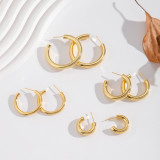 1 par de aretes de cobre en forma de C estilo simple estilo francés