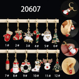 Lindo árbol de Navidad Santa Claus calcetines de Navidad cobre esmalte chapado incrustaciones pendientes colgantes de circón 1 pieza