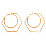 Pendientes redondos de circonita y perlas con incrustaciones de cobre y Metal de cristal Artificial a la moda, 1 par
