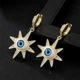 Pendientes de ojo 3D de joyería de circonio con microincrustaciones de oro de señora chapados en cobre