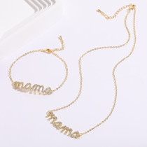 Estilo simple Letra Cobre Chapado en oro Zirconio Pulseras de mujer Collar 1 pieza