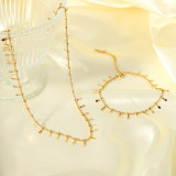 Collar de pulseras chapado en oro de 18 quilates de acero inoxidable de color sólido de estilo simple retro