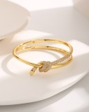 Brazalete chapado en oro de 18 quilates con incrustaciones de cobre y nudo de color sólido lujoso básico