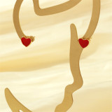 1 par de pendientes chapados en oro de 18 quilates con esmalte en forma de corazón de estilo Simple