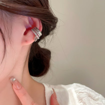Pendientes de cobre con forma de corazón a la moda, Clips para las orejas con incrustaciones de circonita, 1 par