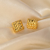1 par de aretes chapados en oro de 18 quilates con revestimiento de rejilla de estilo vintage informal